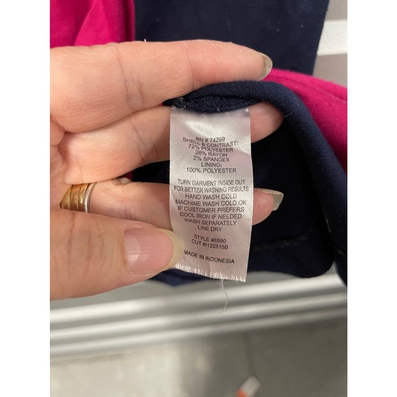 Enfocus Colorblock Shift Dress Womens 14 Sleeveless Navy Magenta Ivory - Picture 4 of 6